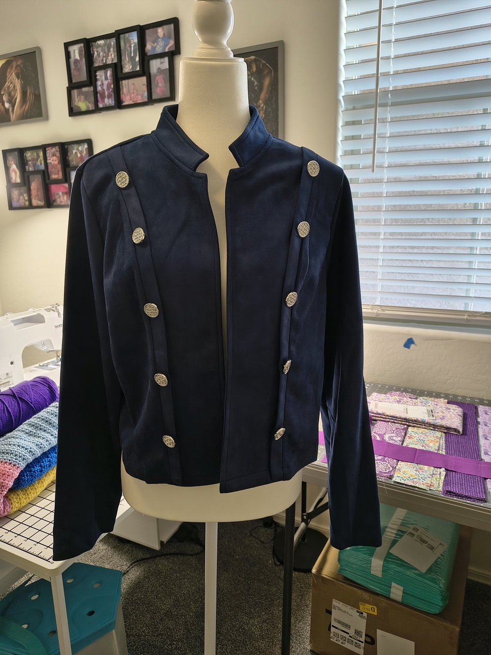 Source Unknown Navy Military-Style Blazer with Silver Buttons